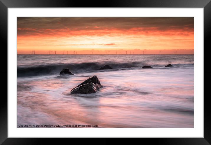 Sunrise Colour on Caister Beach Framed Mounted Print by David Powley