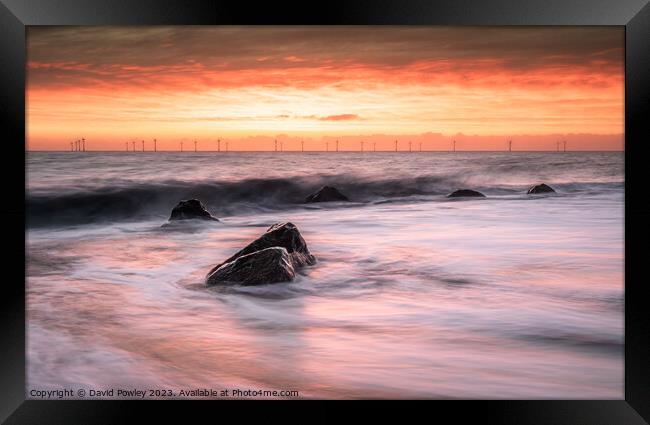 Sunrise Colour on Caister Beach Framed Print by David Powley