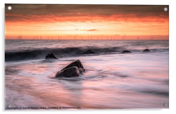 Sunrise Colour on Caister Beach Acrylic by David Powley