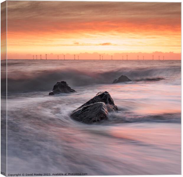 Vibrant Sunrise at Caister Beach Canvas Print by David Powley