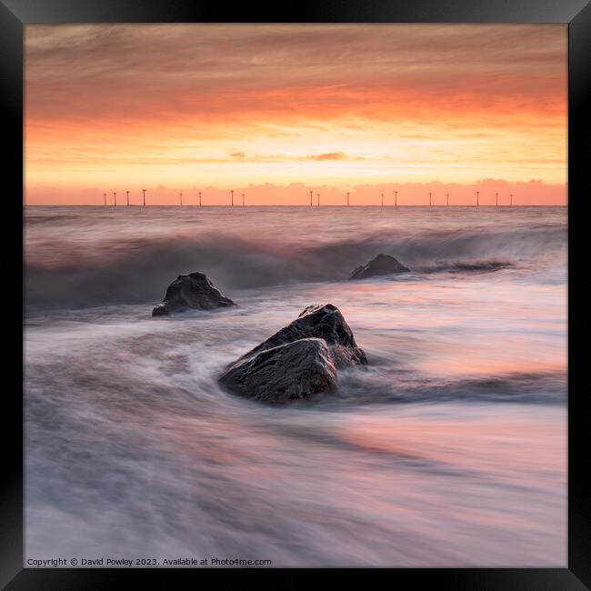 Vibrant Sunrise at Caister Beach Framed Print by David Powley