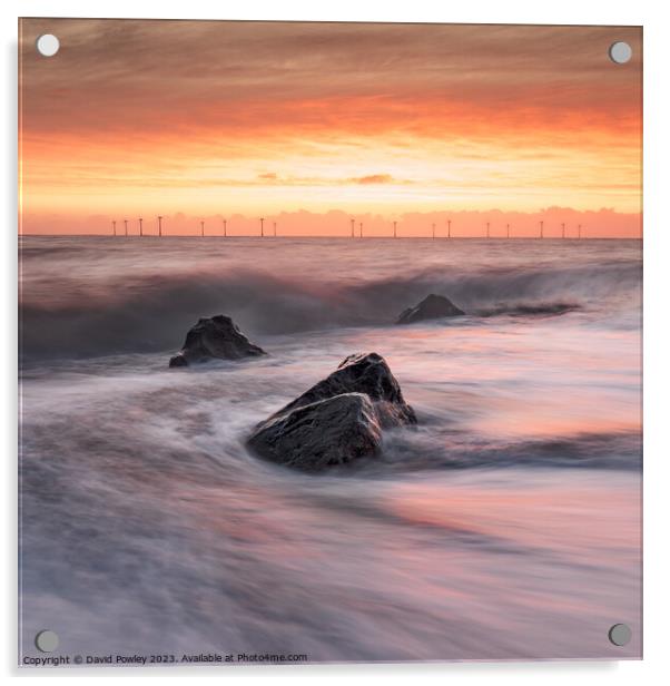 Vibrant Sunrise at Caister Beach Acrylic by David Powley