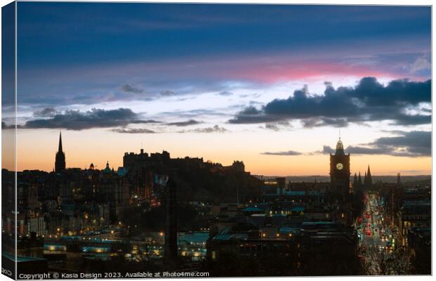 Edinburgh City Skyline Sunset from Calton Hill Canvas Print by Kasia Design