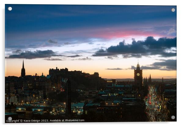 Edinburgh City Skyline Sunset from Calton Hill Acrylic by Kasia Design