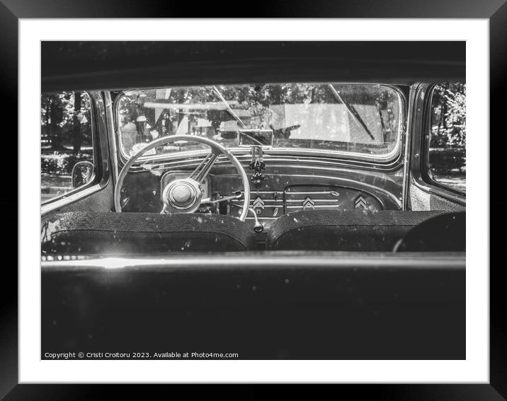Dashboard interior of a vintage Citroen Traction Avant Framed Mounted Print by Cristi Croitoru