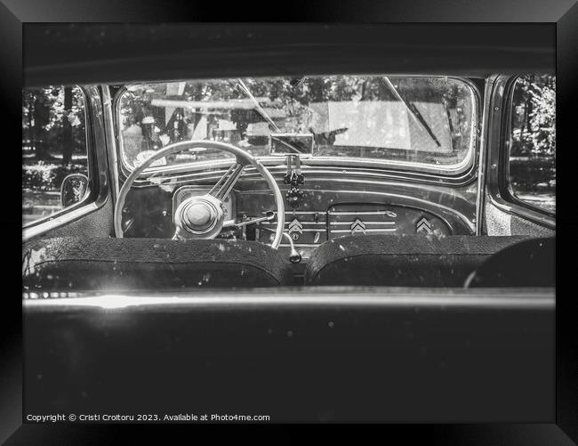 Dashboard interior of a vintage Citroen Traction Avant Framed Print by Cristi Croitoru