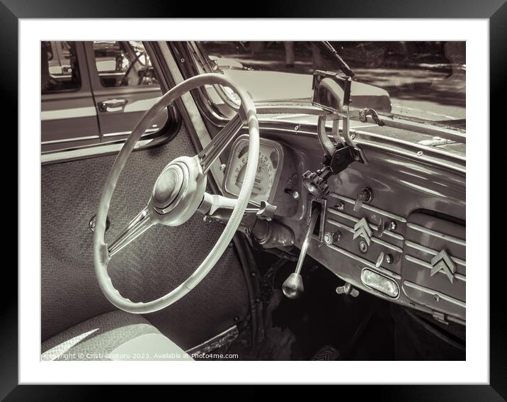Interior of a vintage Citroen Traction Avant. Framed Mounted Print by Cristi Croitoru