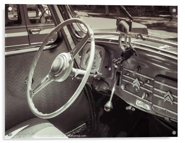 Interior of a vintage Citroen Traction Avant. Acrylic by Cristi Croitoru