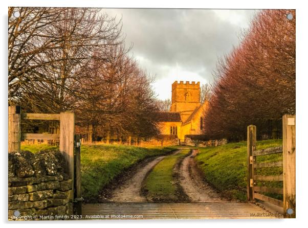 Guiting Power Church Cotswolds Acrylic by Martin fenton