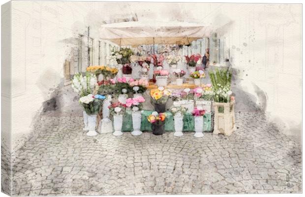 Warsaw Flower Seller Canvas Print by Steve Smith