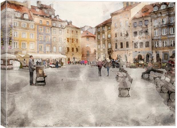 Warsaw Old Town Square Canvas Print by Steve Smith