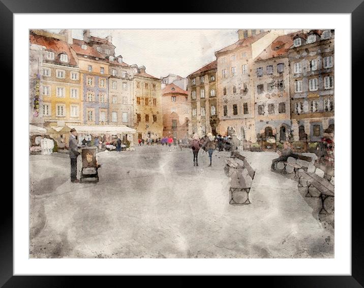 Warsaw Old Town Square Framed Mounted Print by Steve Smith