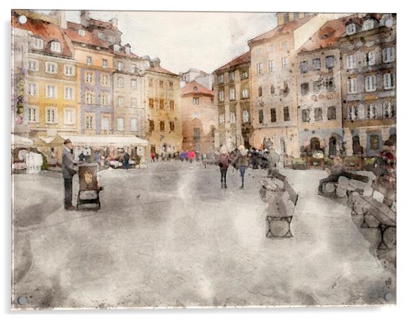 Warsaw Old Town Square Acrylic by Steve Smith