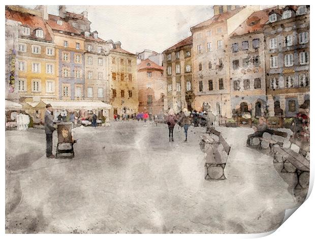 Warsaw Old Town Square Print by Steve Smith