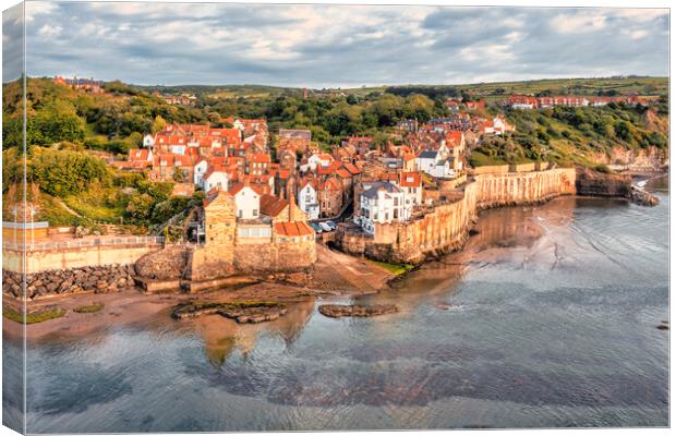 Aerial Haven of Robin Hoods Bay Canvas Print by Tim Hill