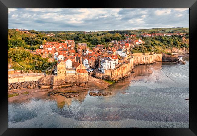 Aerial Haven of Robin Hoods Bay Framed Print by Tim Hill