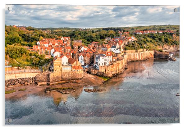 Aerial Haven of Robin Hoods Bay Acrylic by Tim Hill