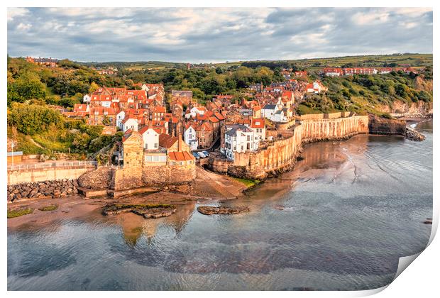 Aerial Haven of Robin Hoods Bay Print by Tim Hill