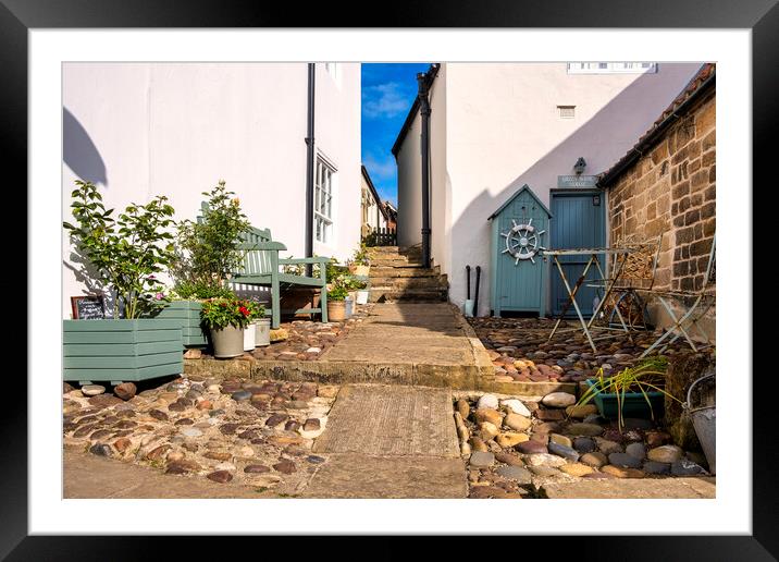 Cobbles and stone steps, Robin Hoods Bay Framed Mounted Print by Tim Hill