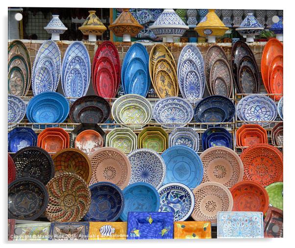 Tunisian Coloured Pottery Display Acrylic by Mandy Rice