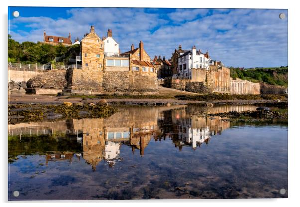 Serene Reflections of Robin Hoods Bay Acrylic by Tim Hill