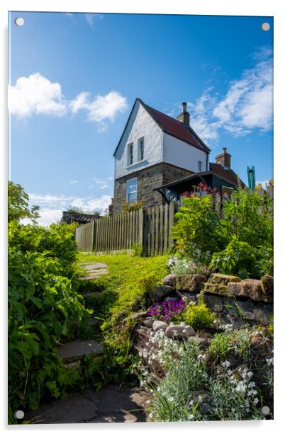 Cliffside Cottage Robin Hoods Bay Acrylic by Steve Smith