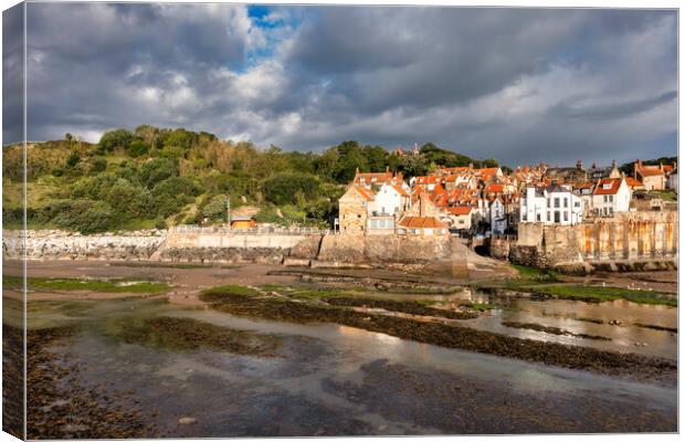 Moody skies over Robin Hoods Bay Canvas Print by Tim Hill