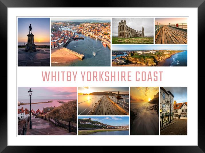 Whitby Yorkshire Coast Collage Framed Mounted Print by Tim Hill