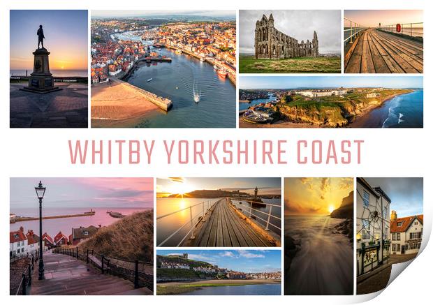 Whitby Yorkshire Coast Collage Print by Tim Hill