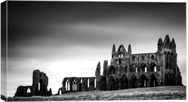 Whitby Abbey in Black and White Canvas Print by Tim Hill
