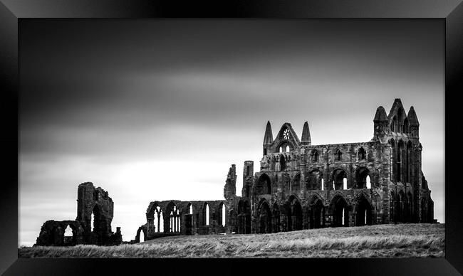 Whitby Abbey in Black and White Framed Print by Tim Hill