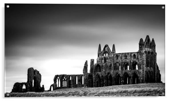 Whitby Abbey in Black and White Acrylic by Tim Hill