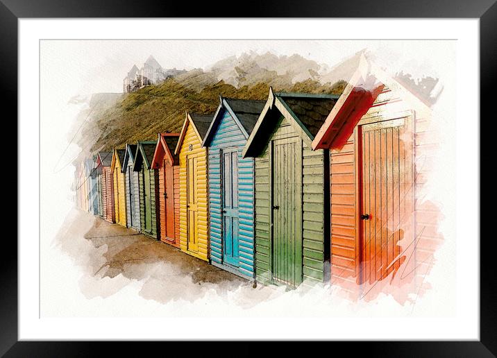 Beautifully Coloured Beach Huts Framed Mounted Print by Tim Hill