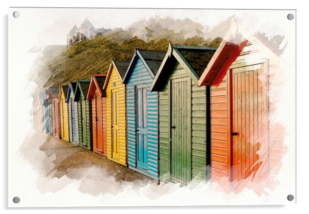 Beautifully Coloured Beach Huts Acrylic by Tim Hill