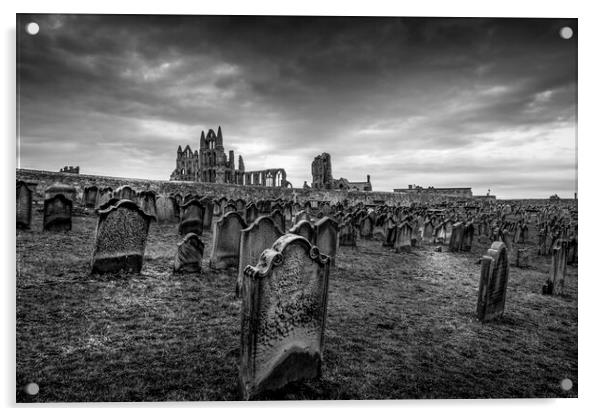 Whitby Abbey and St Marys Graveyard Acrylic by Tim Hill