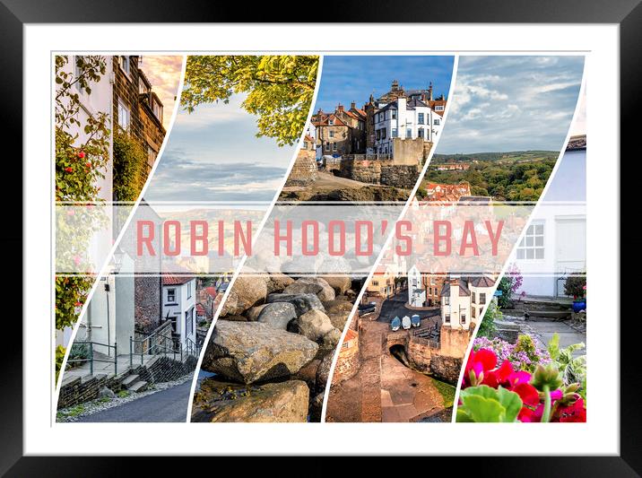Robin Hoods Bay Collage Framed Mounted Print by Tim Hill