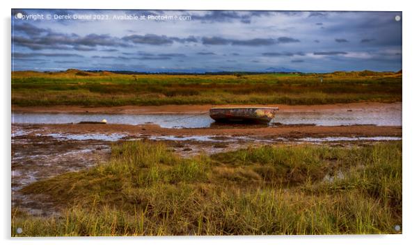 Lonely Boat Abandoned Memories Acrylic by Derek Daniel