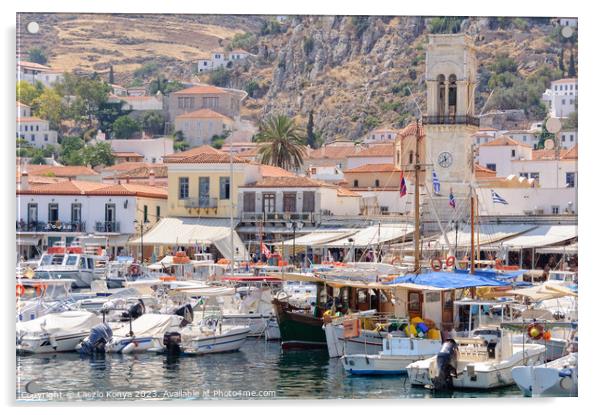 Port of Hydra - Saronic Islands Acrylic by Laszlo Konya