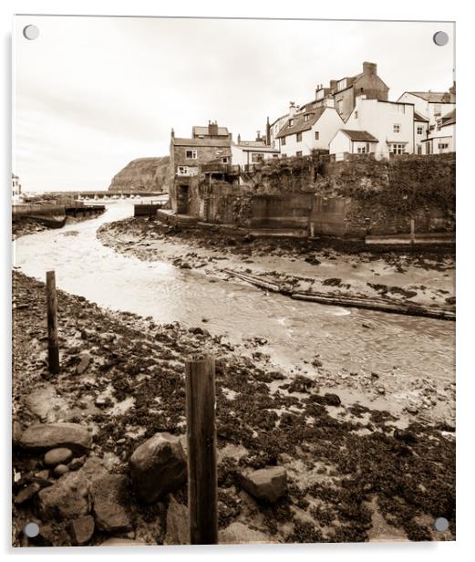 Staithes Sepia Acrylic by Tim Hill
