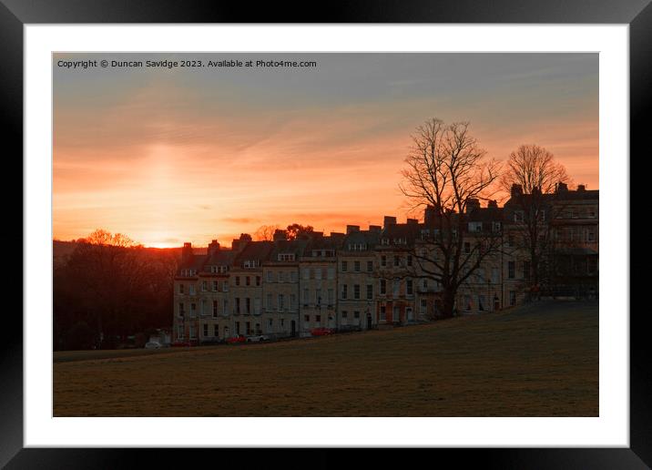 sunset over Marlborough Buildings, Bath Framed Mounted Print by Duncan Savidge