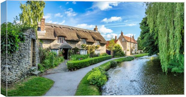 Riverside Thatched Cottage Canvas Print by Tim Hill