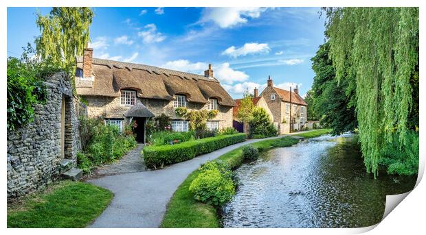 Riverside Thatched Cottage Print by Tim Hill