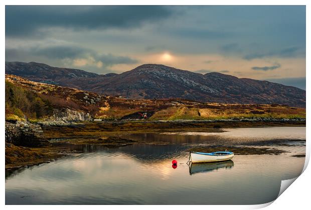 Sunrise over Loch Eynort, South Uist, Western Isles Print by David Ross