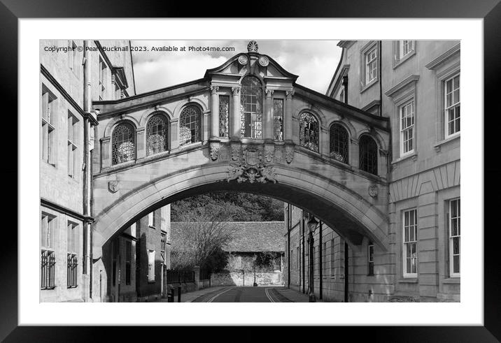 Bridge of Sighs Oxford Architecture mono Framed Mounted Print by Pearl Bucknall