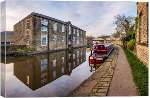 Serene waters of Skipton Canal Canvas Print by Tim Hill