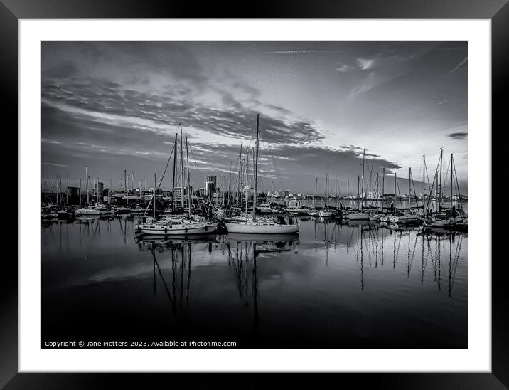 Marina View Framed Mounted Print by Jane Metters
