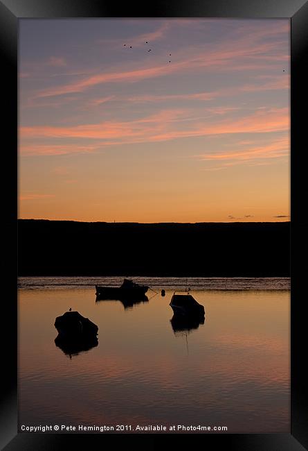 Sunset on the Exe Framed Print by Pete Hemington