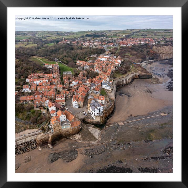 Robin Hoods Bay high view Framed Mounted Print by Graham Moore