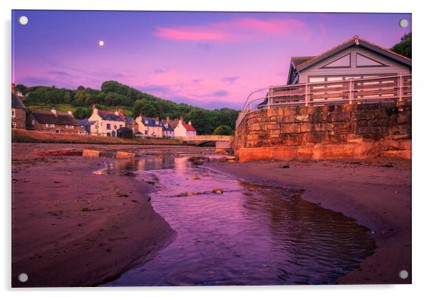Sandsend Moonset North Yorkshire Acrylic by Tim Hill