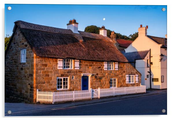 Sandsend Thatched Cottage, North Yorkshire Acrylic by Tim Hill